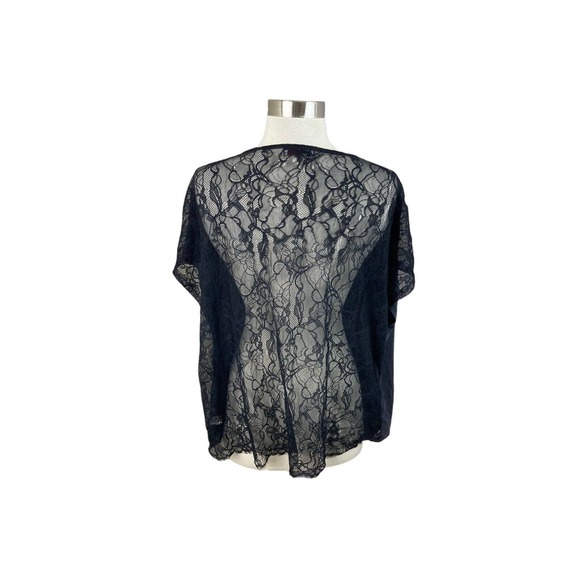 Michael Stars Black Drape Front Lace Back Top One Size - Picture 3 of 4